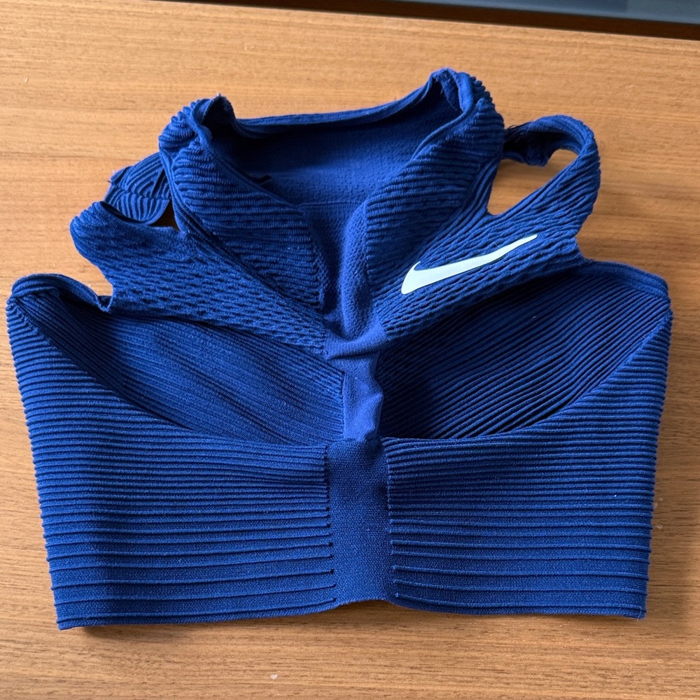 Nike Deep Blue Sports Bra with White Logo